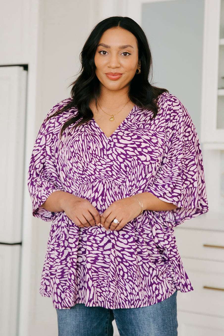 Dearest Dreamer Peplum Top in Painted Purple - Hey Hunni LLC