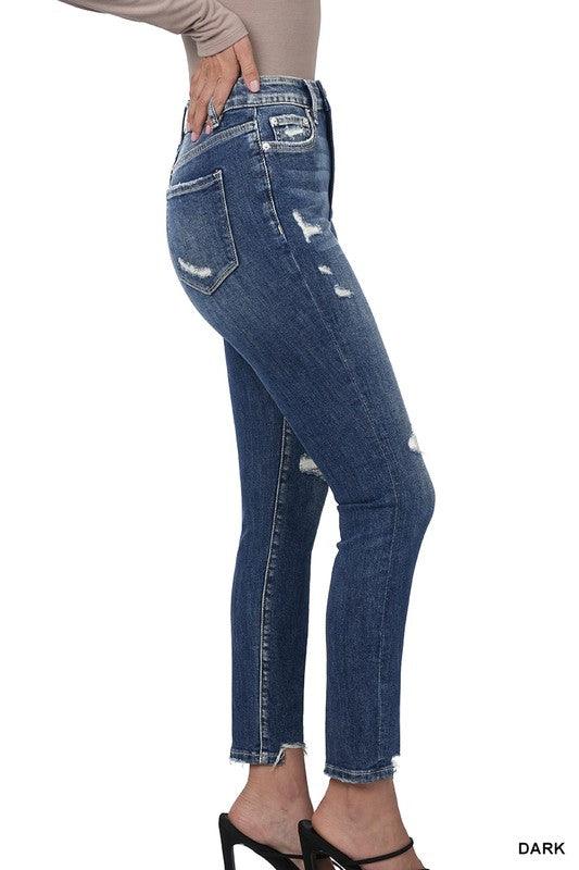 Distressed Hem Skinny Jeans - Hey Hunni LLC