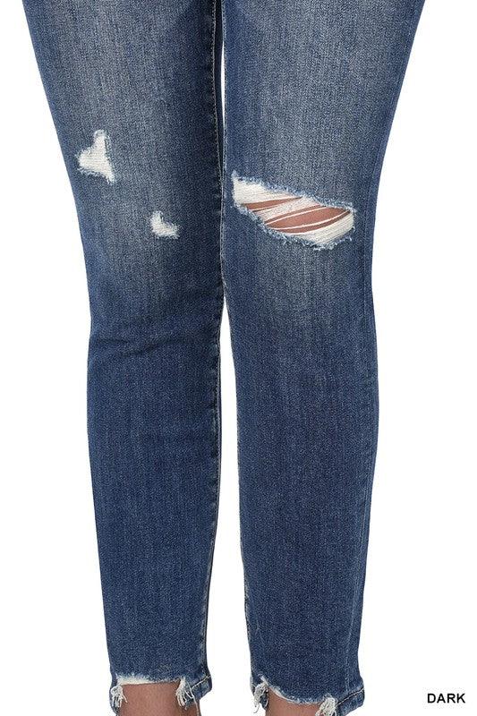 Distressed Hem Skinny Jeans - Hey Hunni LLC