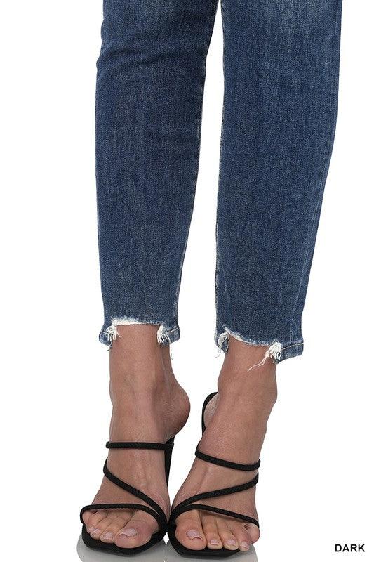 Distressed Hem Skinny Jeans - Hey Hunni LLC