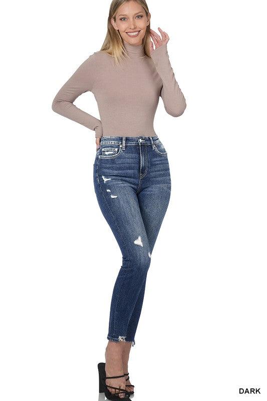 Distressed Hem Skinny Jeans - Hey Hunni LLC