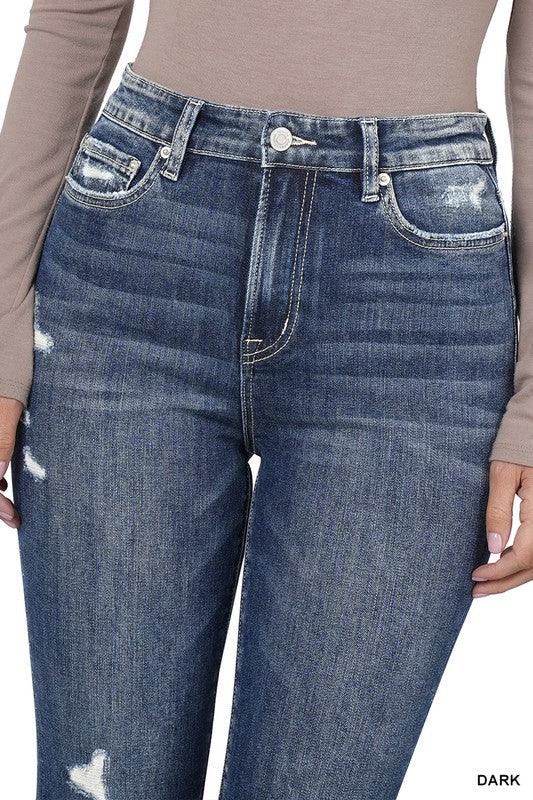 Distressed Hem Skinny Jeans - Hey Hunni LLC