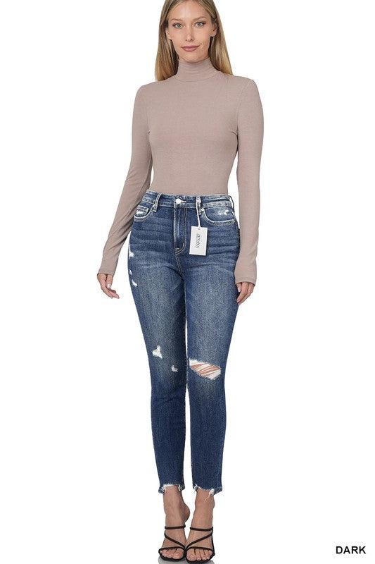 Distressed Hem Skinny Jeans - Hey Hunni LLC