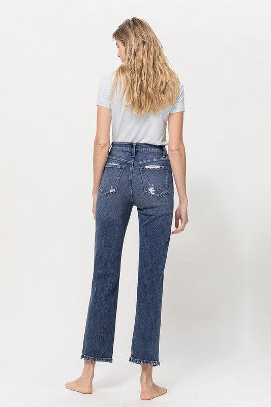 Distressed High Rise Stretch Ankle Straight Jeans - Hey Hunni LLC