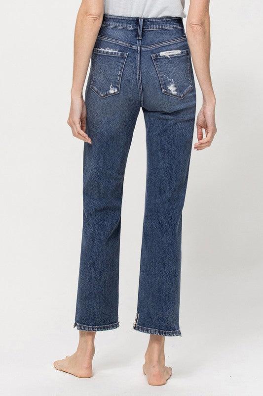 Distressed High Rise Stretch Ankle Straight Jeans - Hey Hunni LLC