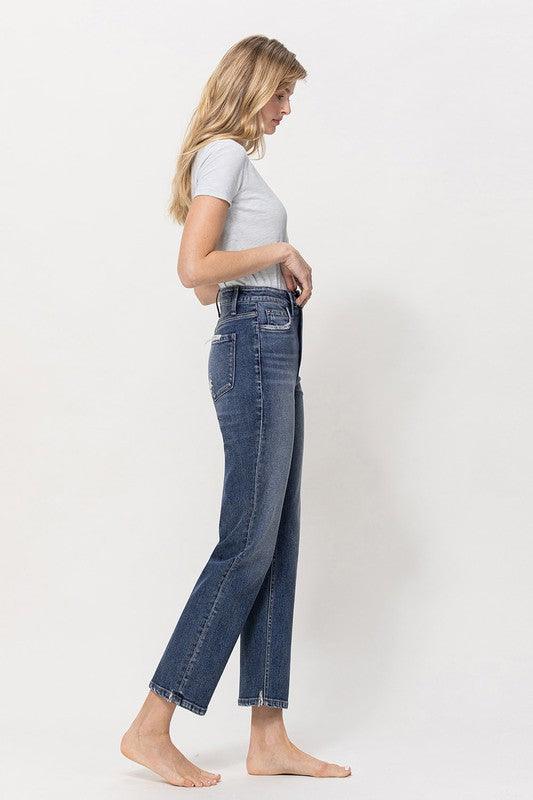 Distressed High Rise Stretch Ankle Straight Jeans - Hey Hunni LLC