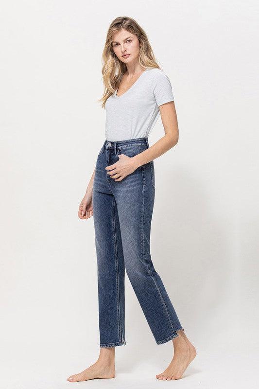 Distressed High Rise Stretch Ankle Straight Jeans - Hey Hunni LLC