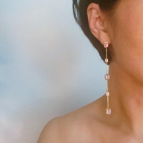 Five Stones Dangle Drop Earrings - Hey Hunni LLC