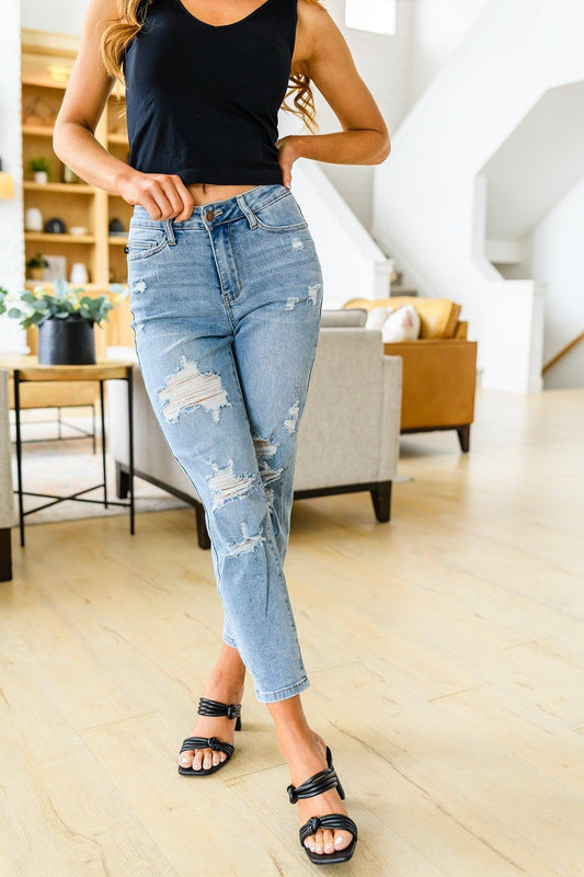 Florence High Waist Destroyed Boyfriend Jeans - Hey Hunni LLC