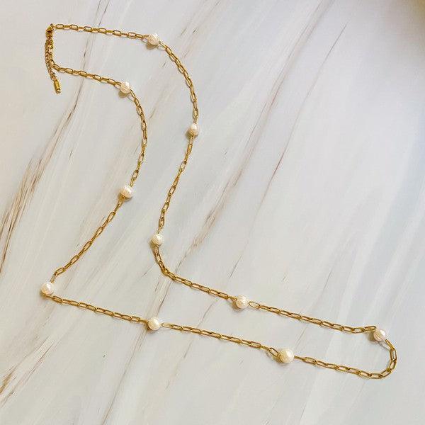 Freshwater Pearl Long Chain Necklace - Hey Hunni LLC