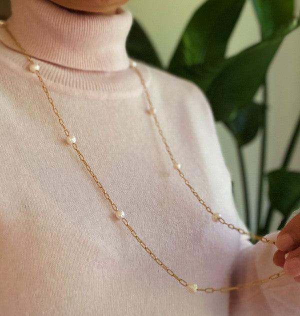 Freshwater Pearl Long Chain Necklace - Hey Hunni LLC