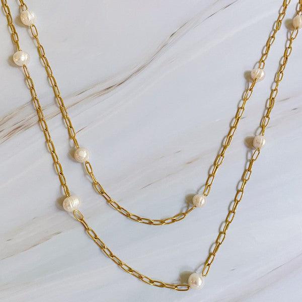 Freshwater Pearl Long Chain Necklace - Hey Hunni LLC