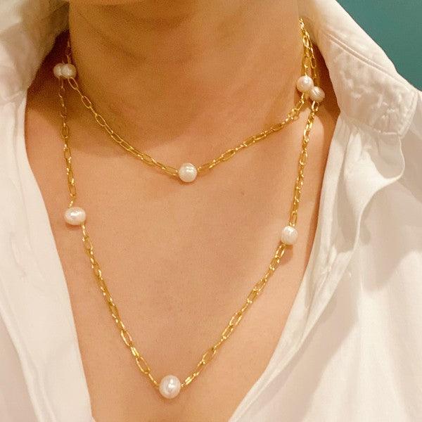 Freshwater Pearl Long Chain Necklace - Hey Hunni LLC