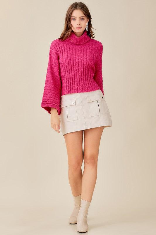 Fuchsia Turtleneck Sweater - Hey Hunni LLC