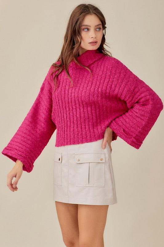 Fuchsia Turtleneck Sweater - Hey Hunni LLC