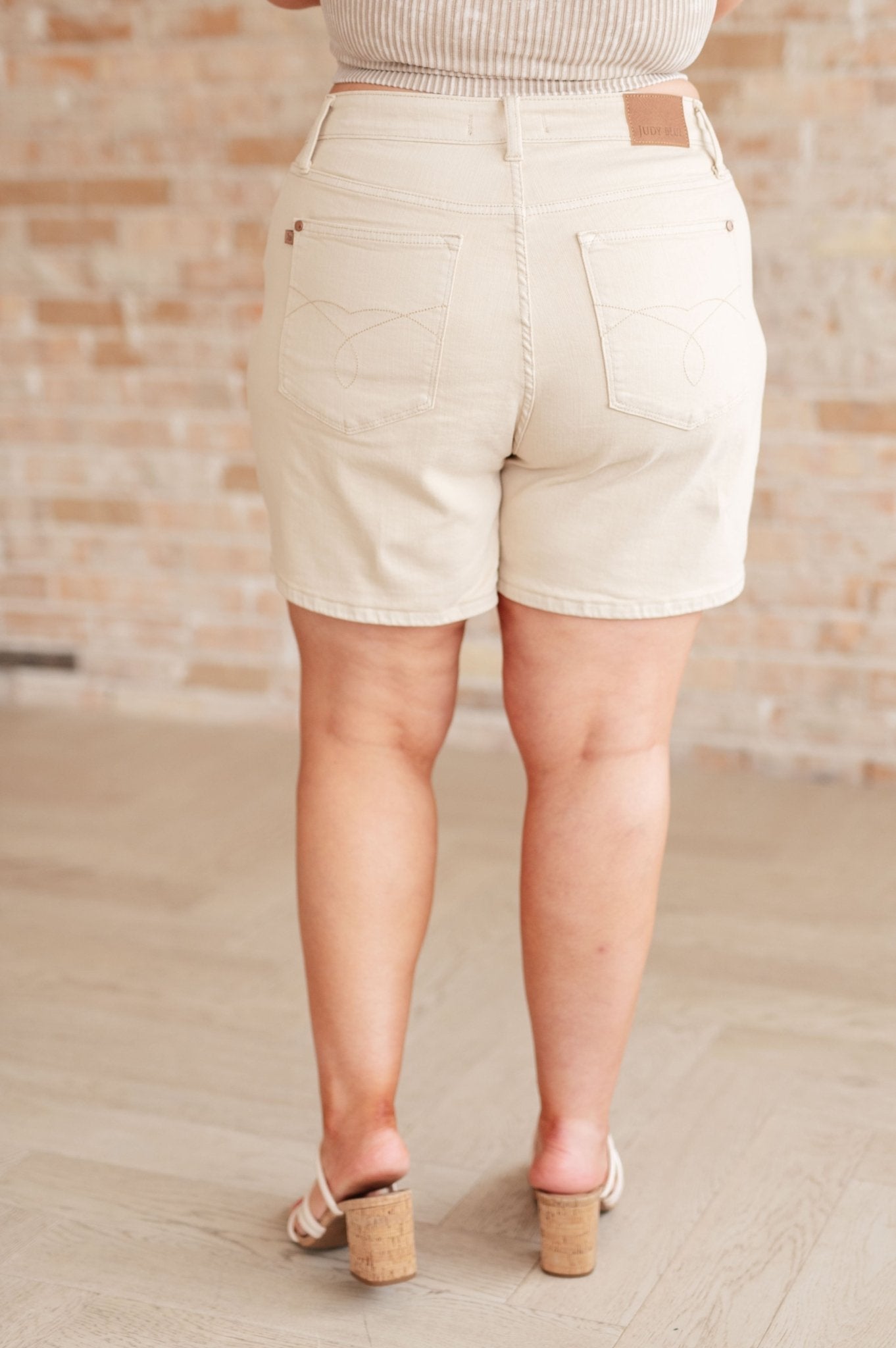 Greta High Rise Garment Dyed Shorts in Bone - Hey Hunni LLC