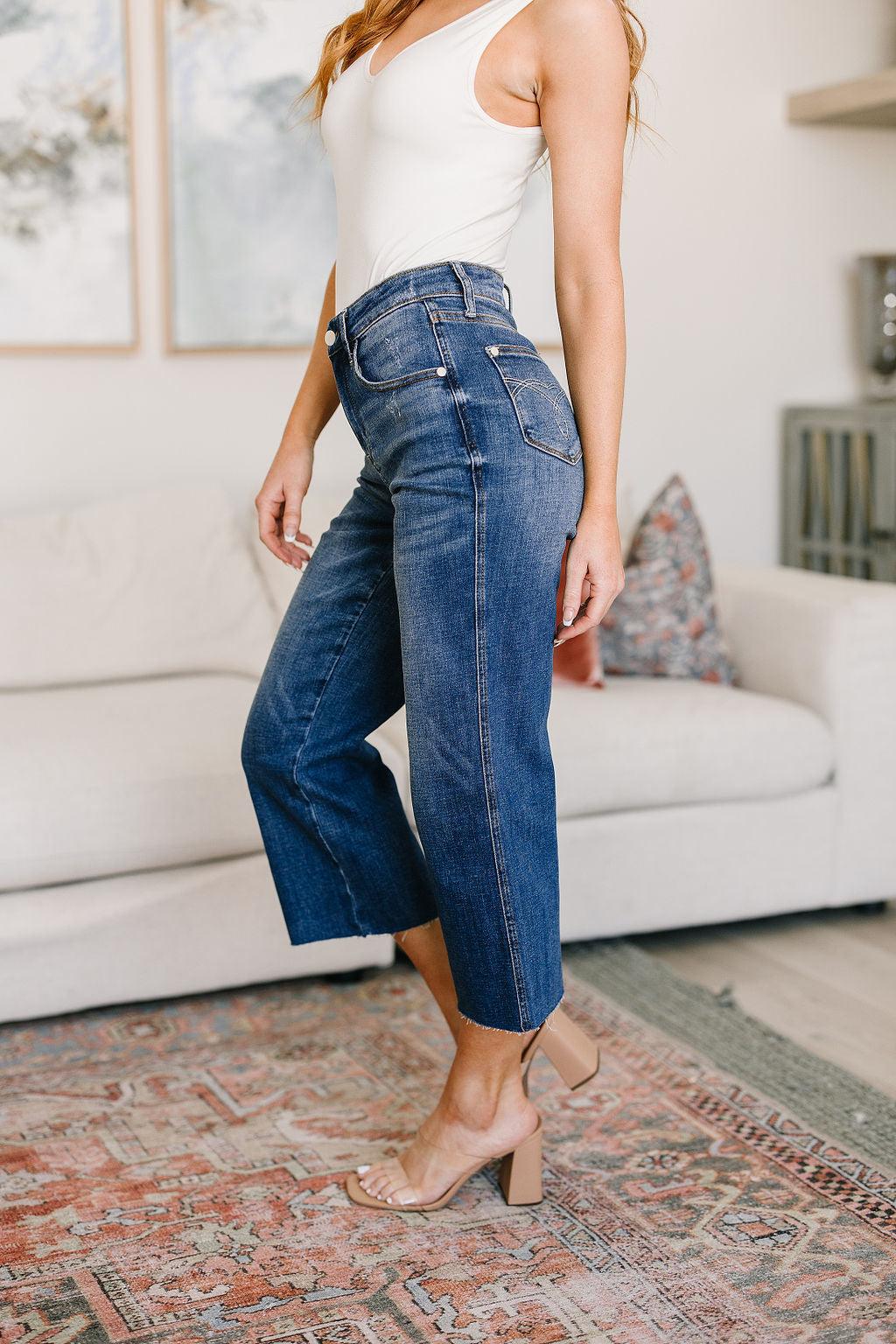 Hayes High Rise Wide Leg Crop Jeans - Hey Hunni LLC