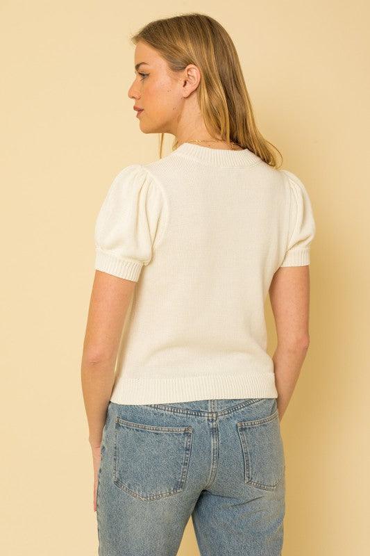 Hello Beautiful Short Sleeve Sweater Top - Hey Hunni LLC