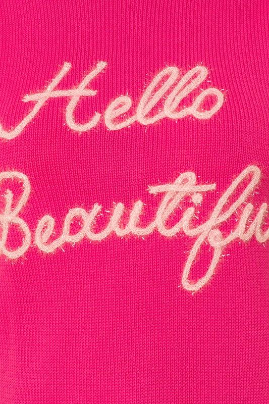 Hello Beautiful Short Sleeve Sweater Top - Hey Hunni LLC