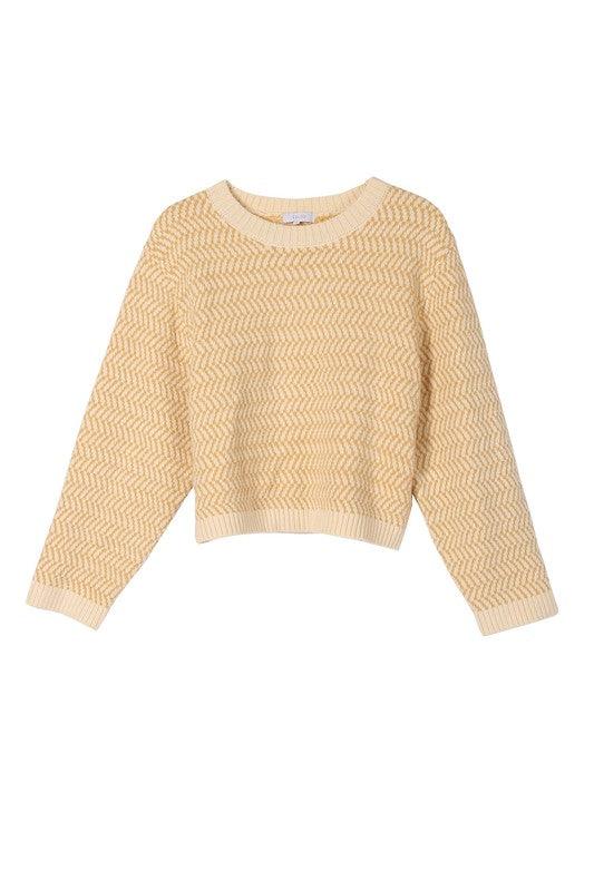 Herringbone pattern crew neck sweater - Hey Hunni LLC