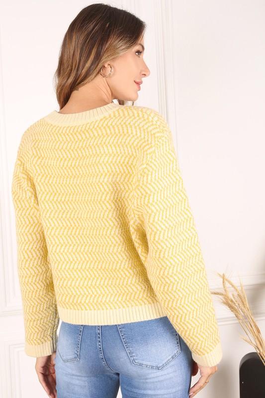 Herringbone pattern crew neck sweater - Hey Hunni LLC