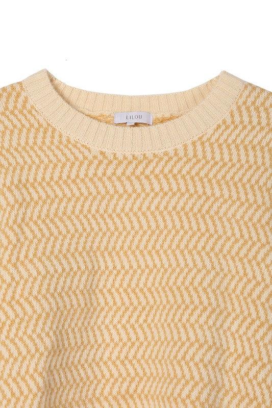 Herringbone pattern crew neck sweater - Hey Hunni LLC