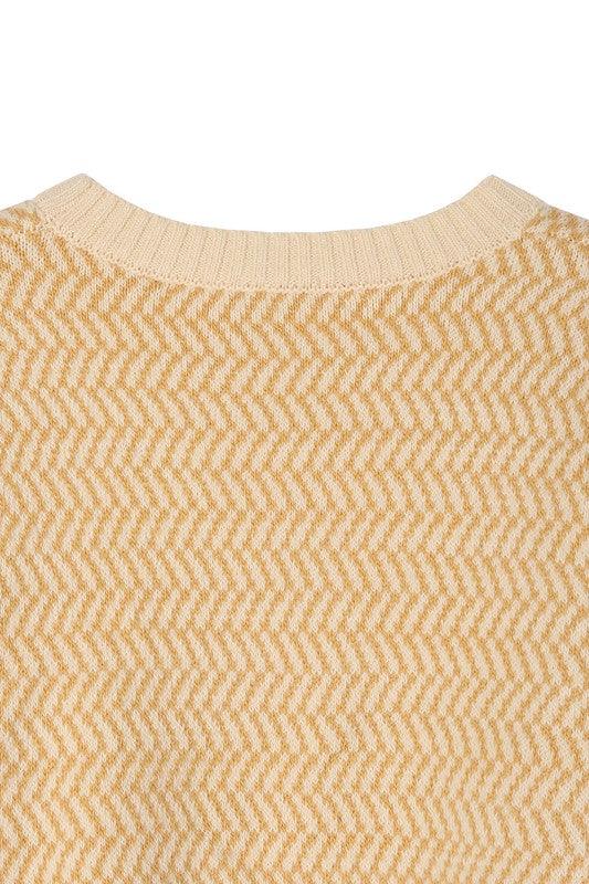 Herringbone pattern crew neck sweater - Hey Hunni LLC