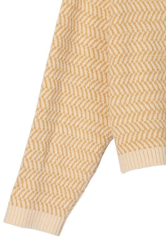 Herringbone pattern crew neck sweater - Hey Hunni LLC