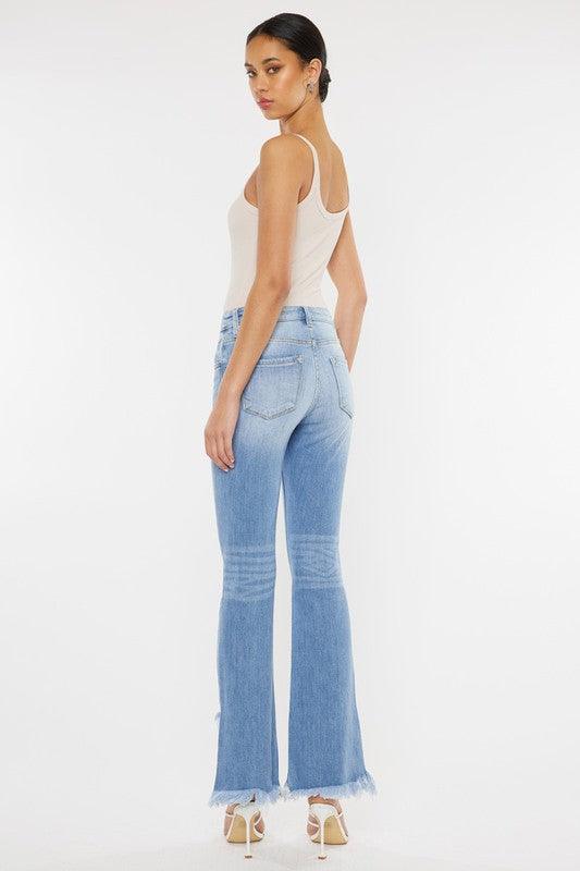 High Rise Leg Distressed Flare Jeans - Hey Hunni LLC