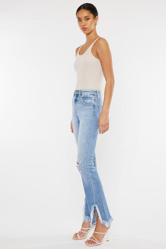 High Rise Leg Distressed Flare Jeans - Hey Hunni LLC