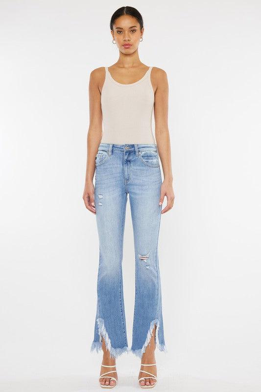 High Rise Leg Distressed Flare Jeans - Hey Hunni LLC