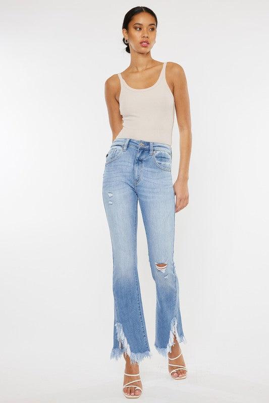 High Rise Leg Distressed Flare Jeans - Hey Hunni LLC