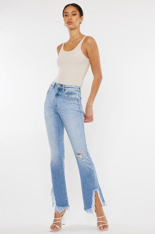 High Rise Leg Distressed Flare Jeans - Hey Hunni LLC