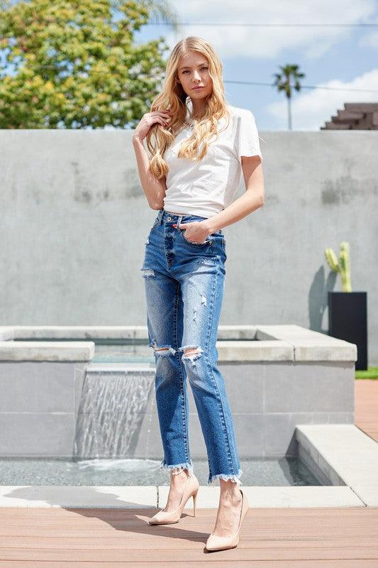 High Rise Relaxed Skinny Jeans - Hey Hunni LLC