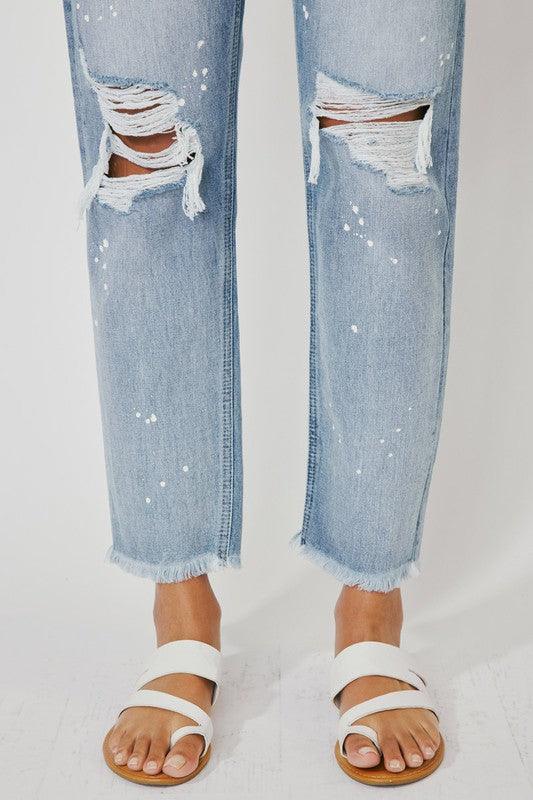 High Rise Slim Straight Jeans - Hey Hunni LLC