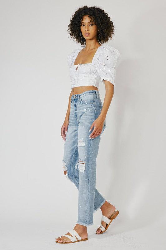 High Rise Slim Straight Jeans - Hey Hunni LLC