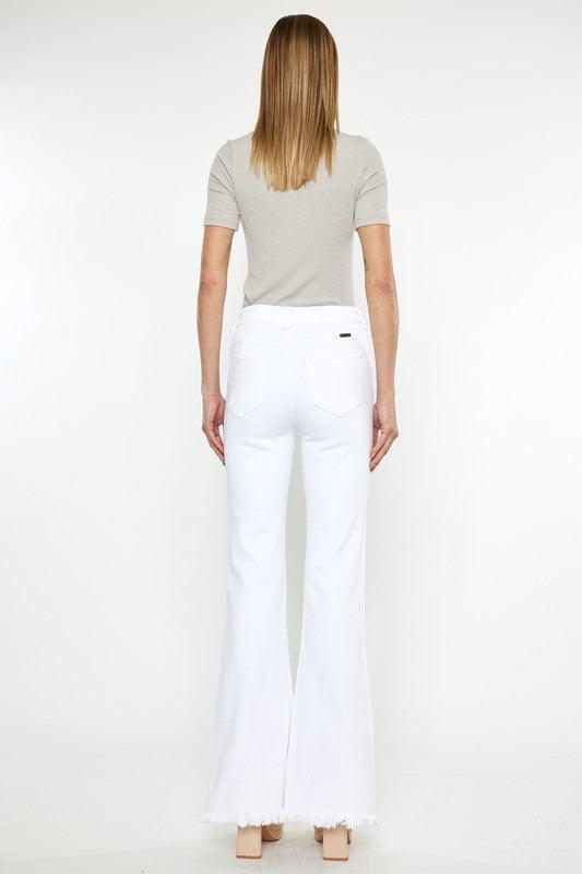 High Rise White Flare Jeans - Hey Hunni LLC