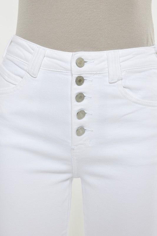 High Rise White Flare Jeans - Hey Hunni LLC