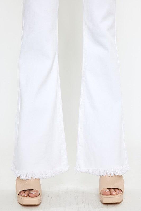 High Rise White Flare Jeans - Hey Hunni LLC