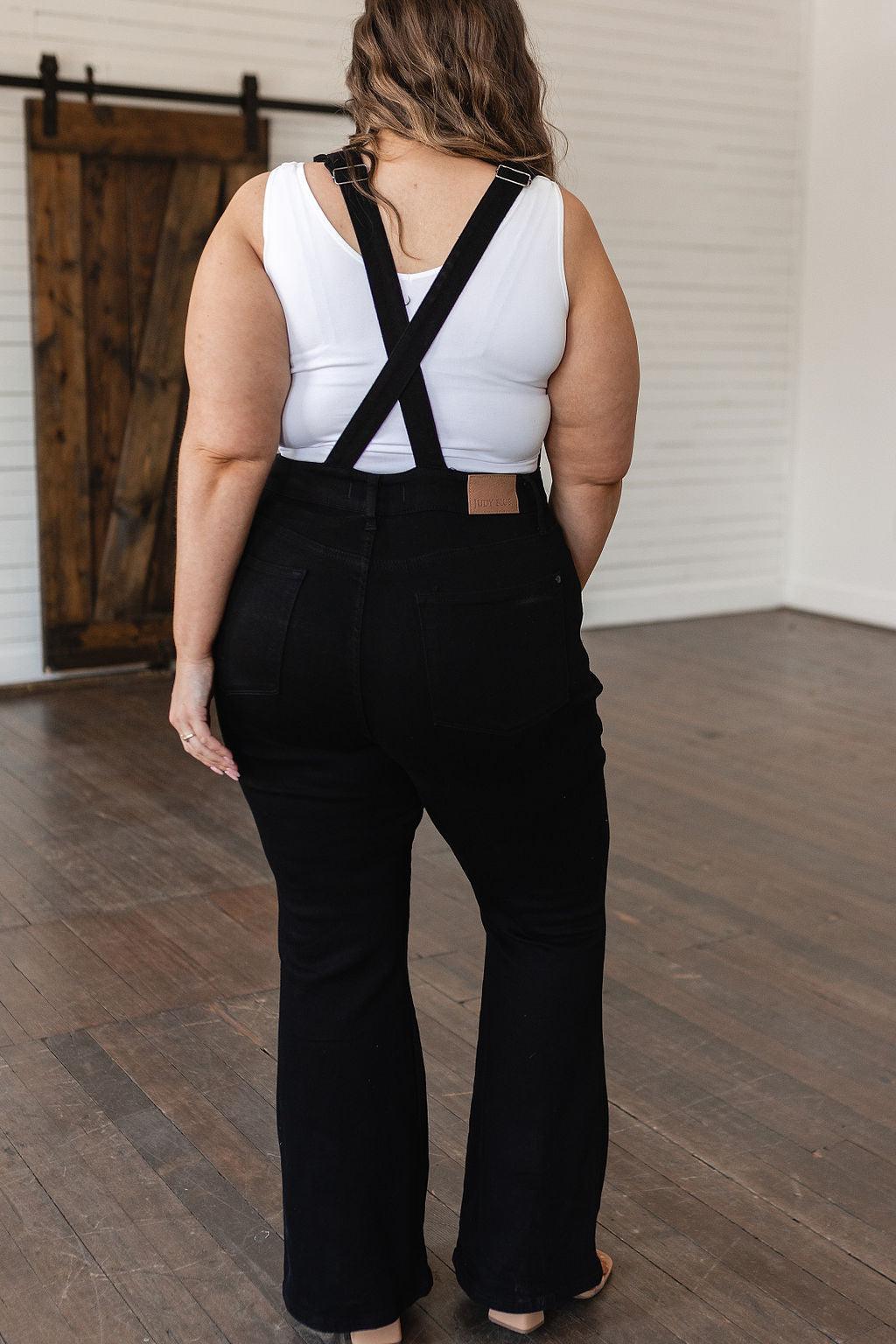 Imogene Control Top Retro Flare Overalls in Black - Hey Hunni LLC