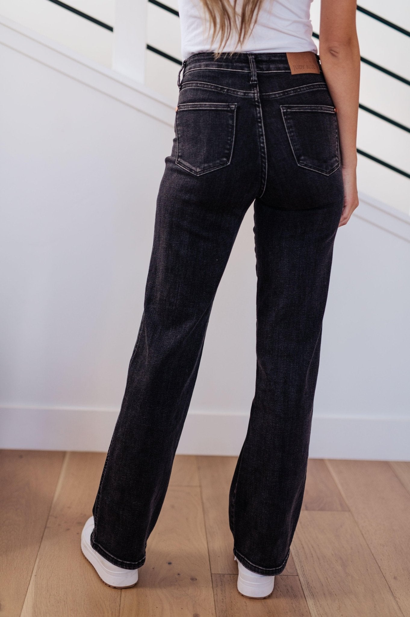 Joan High Rise Control Top Straight Jeans in Washed Black - Hey Hunni LLC