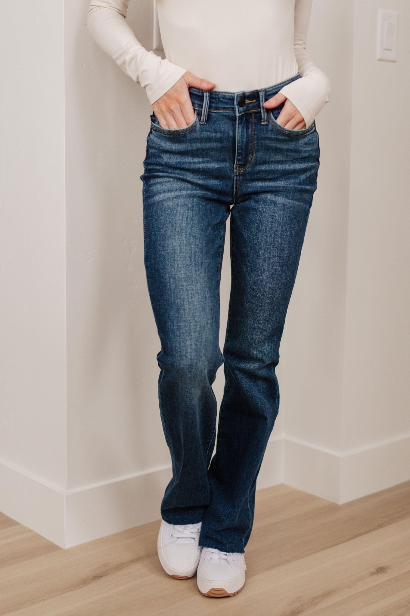 Josephine Mid Rise Raw Hem Bootcut Jeans - Hey Hunni LLC