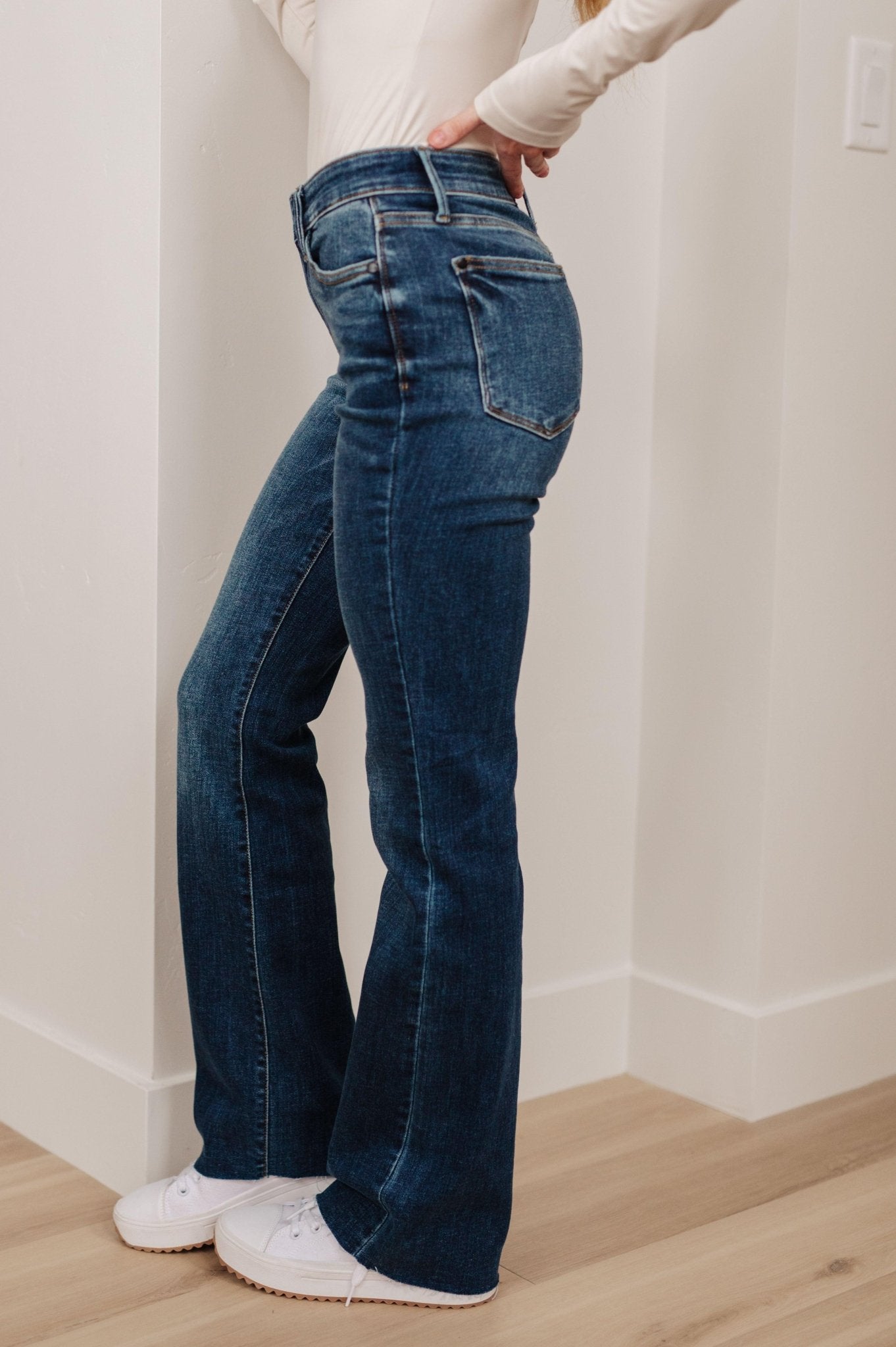 Josephine Mid Rise Raw Hem Bootcut Jeans - Hey Hunni LLC