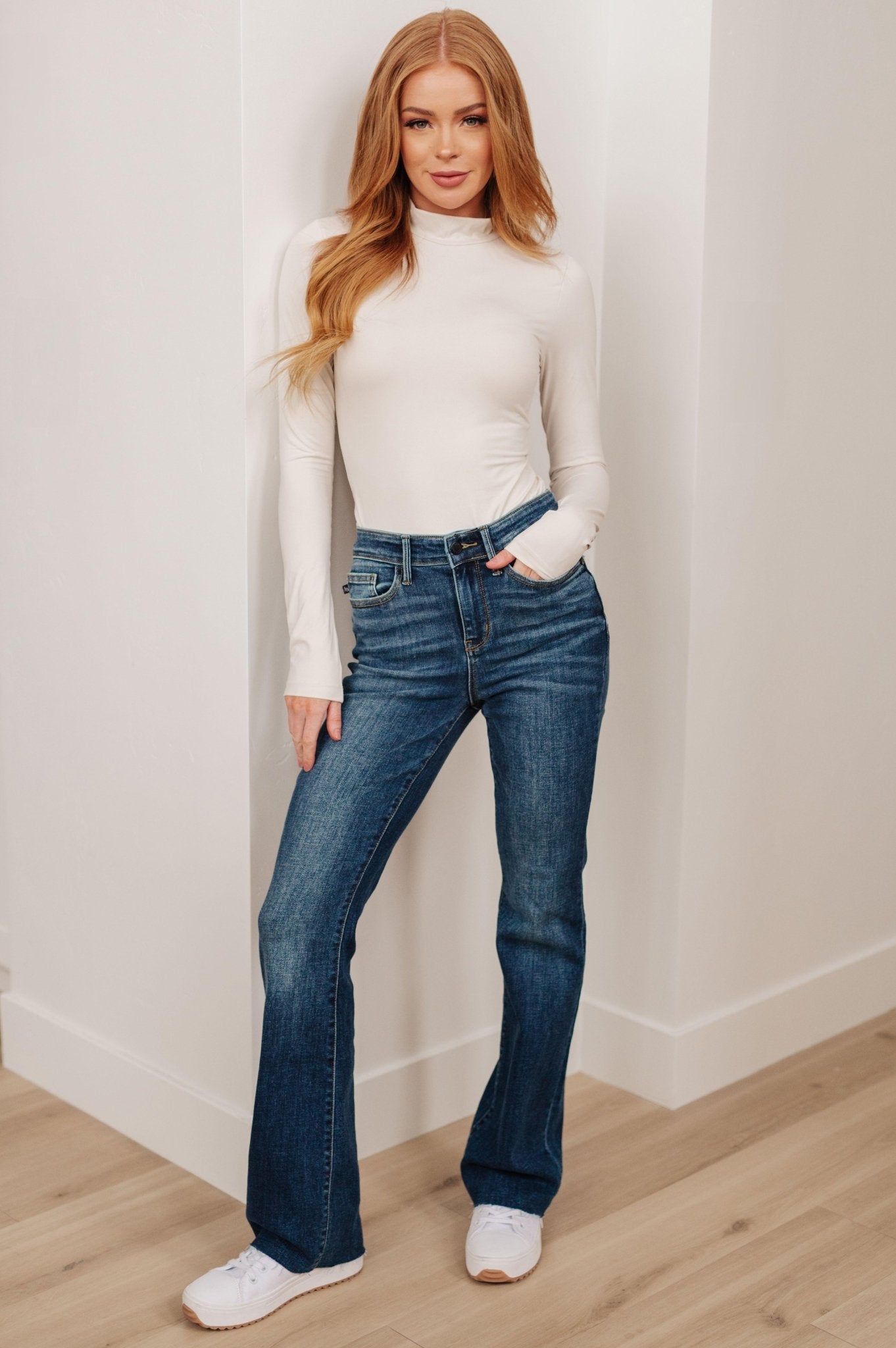 Josephine Mid Rise Raw Hem Bootcut Jeans - Hey Hunni LLC