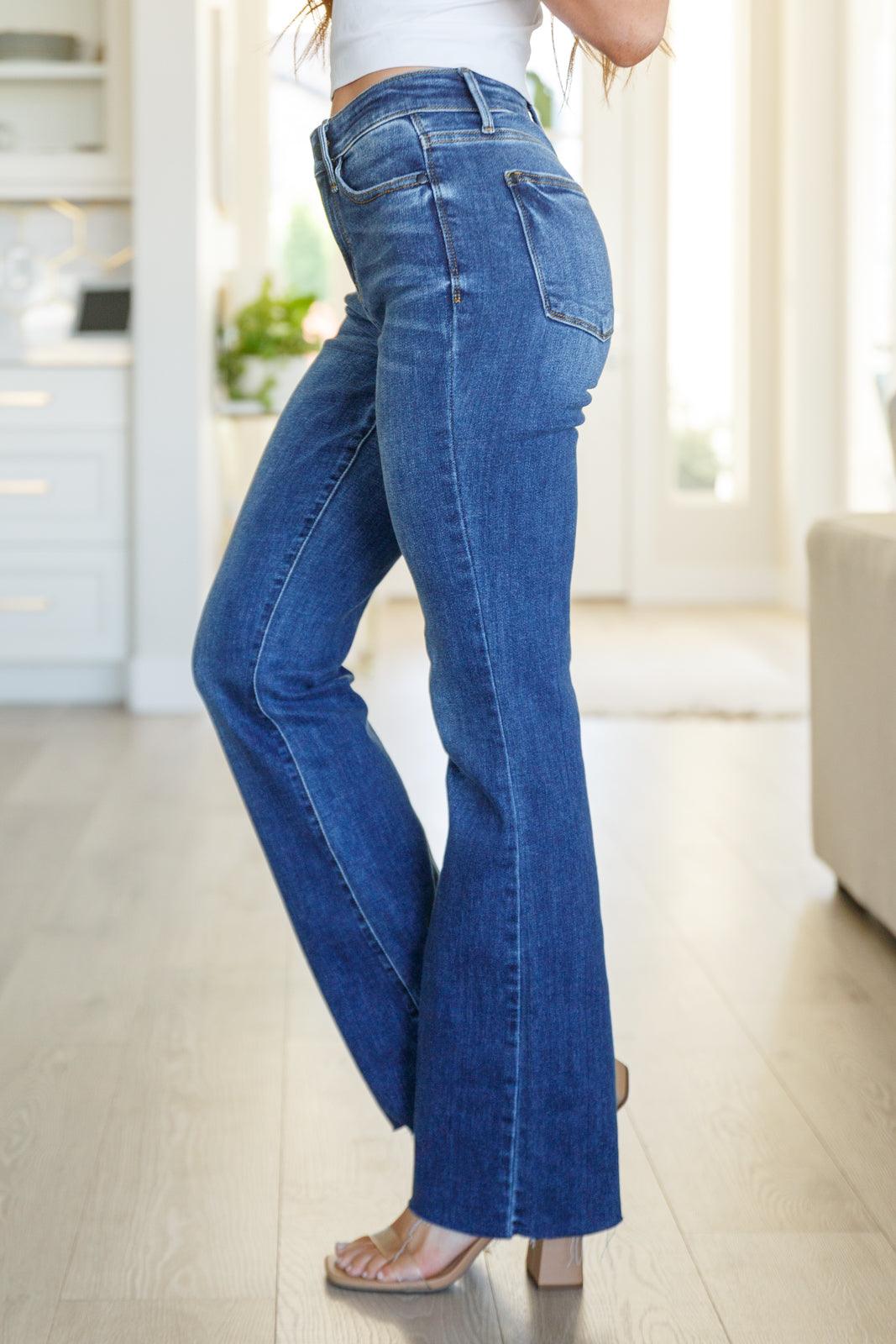 Josephine Mid Rise Raw Hem Bootcut Jeans - Hey Hunni LLC