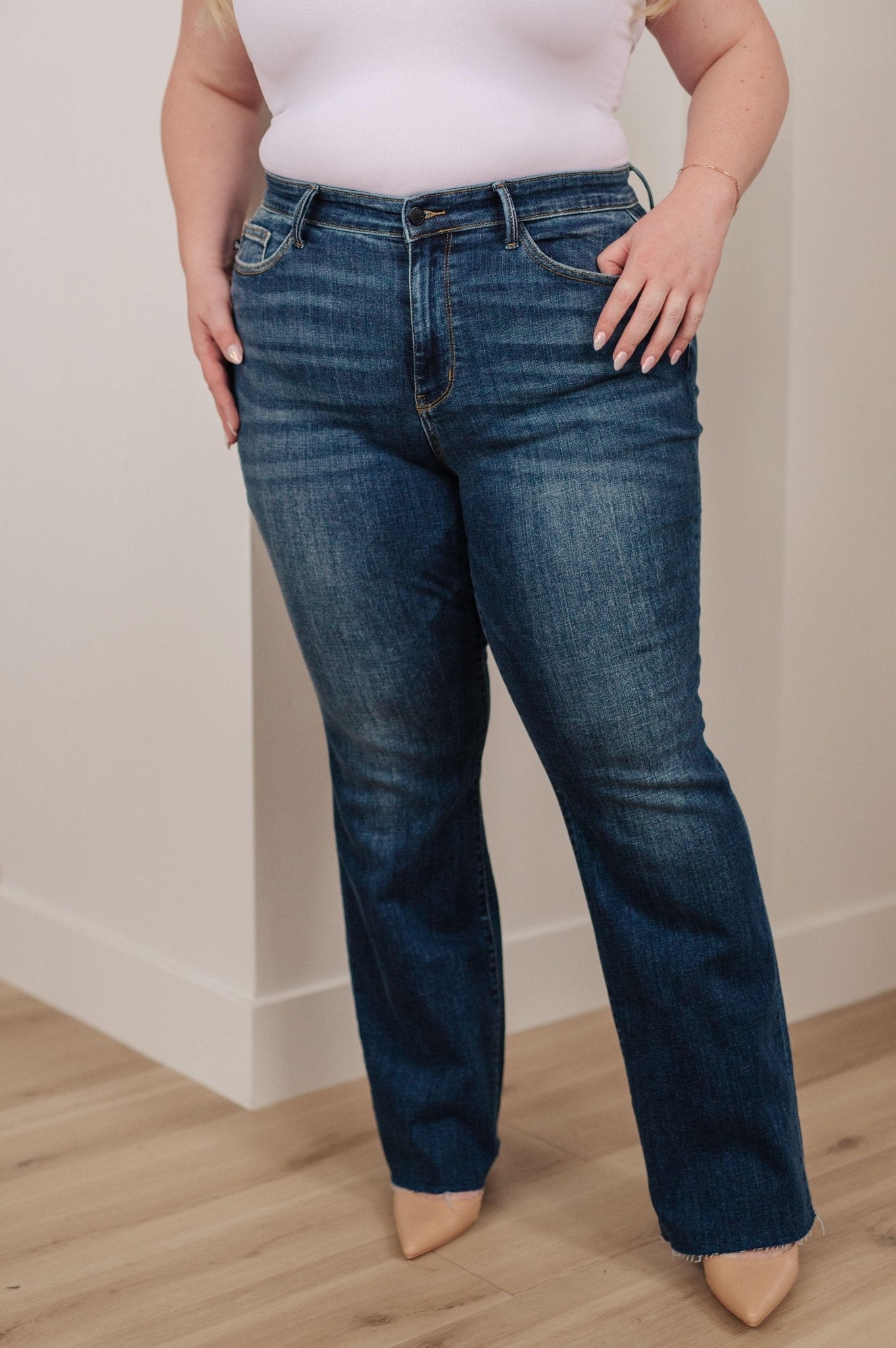 Josephine Mid Rise Raw Hem Bootcut Jeans - Hey Hunni LLC