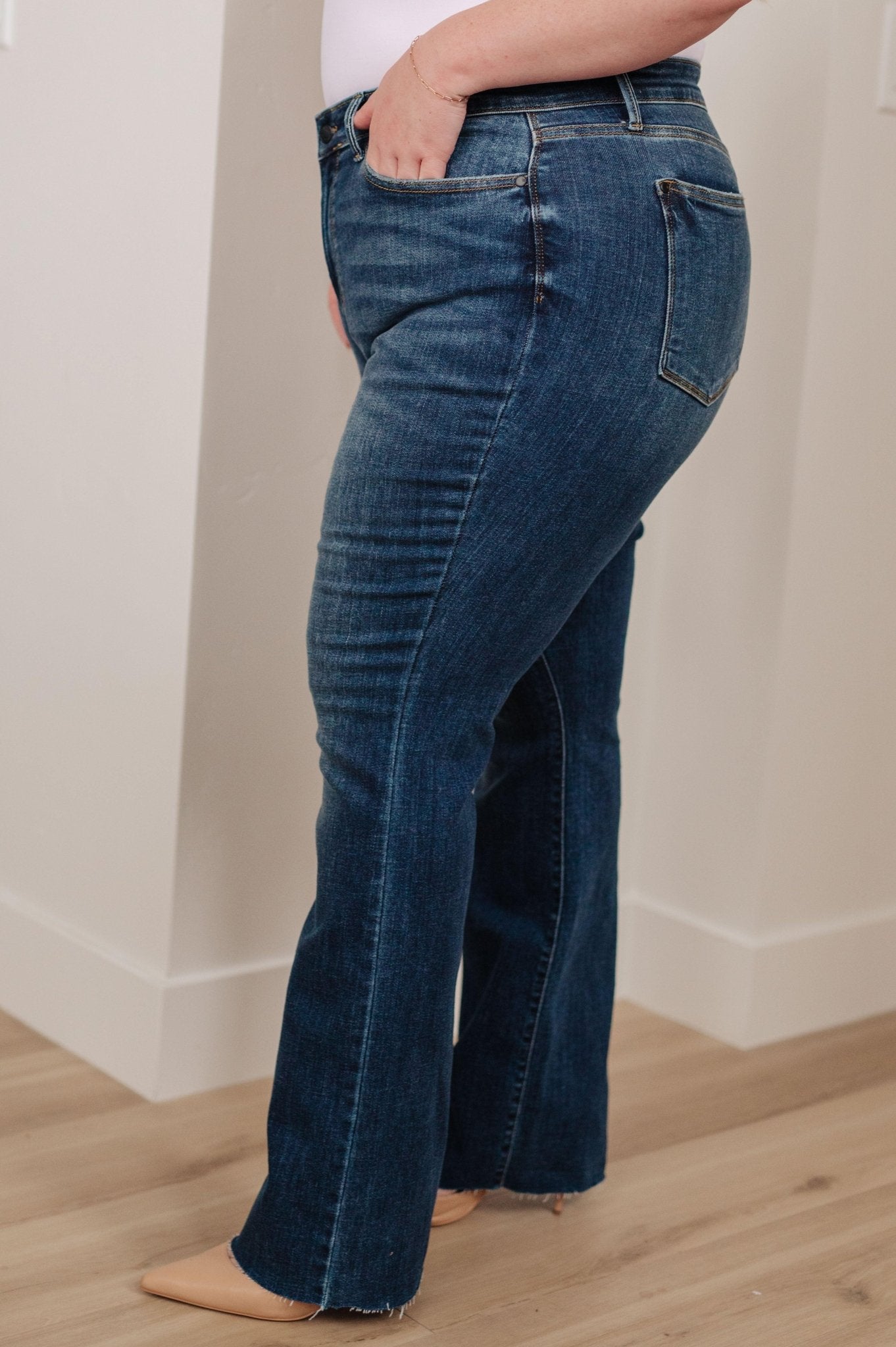 Josephine Mid Rise Raw Hem Bootcut Jeans - Hey Hunni LLC