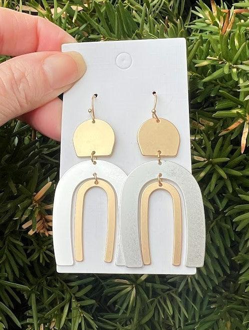 Mixed Metal Silver Gold Double Arch Earrings - Hey Hunni LLC