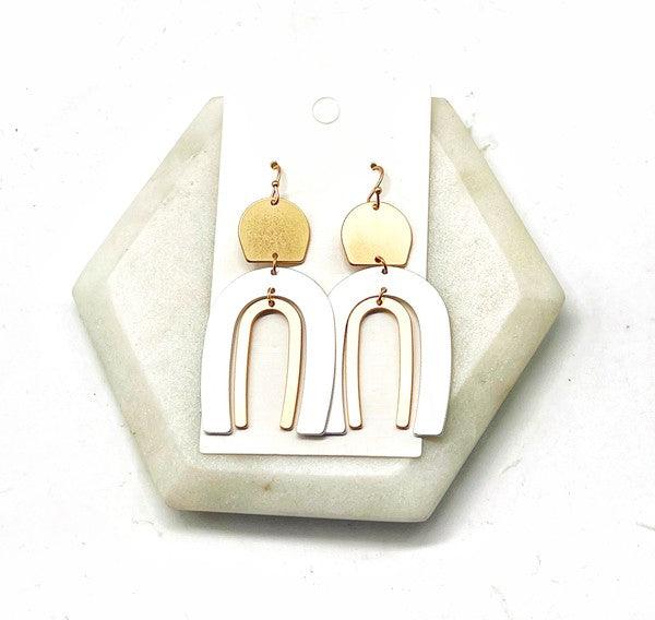 Mixed Metal Silver Gold Double Arch Earrings - Hey Hunni LLC