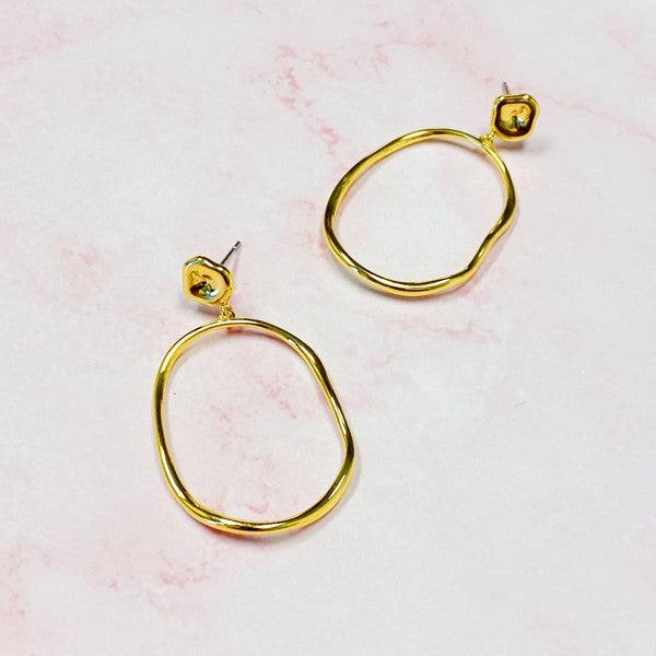 Modern Molten Oval Drop Earrings - Hey Hunni LLC